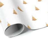 Wintergoud en witte kerstboomfeestdag cadeaupapier (Rol Hoek)