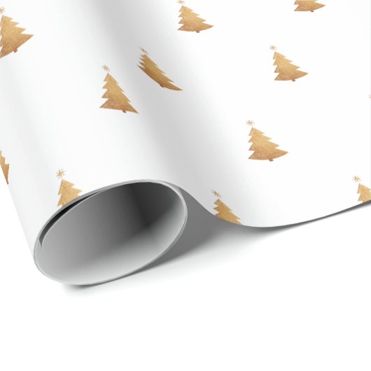 Wintergoud en witte kerstboomfeestdag cadeaupapier (Rol Hoek)