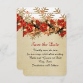 Wintergoud/Rode Ornamenten Sla de datum op Save The Date (Voorkant / Achterkant)