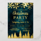 Wintergouden sneeuw groene kerst folie feestdagenkaart (Voorkant)