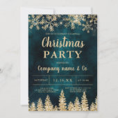 Wintergouden sneeuw groene kerst kaart (Voorkant)