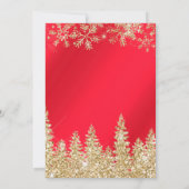 Wintergouden sneeuw rode kerstmis kaart (Achterkant)