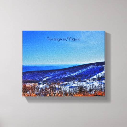 Wintergreen Virginia Mountain Ski Resort in Winter Canvas Afdruk (Voorkant)