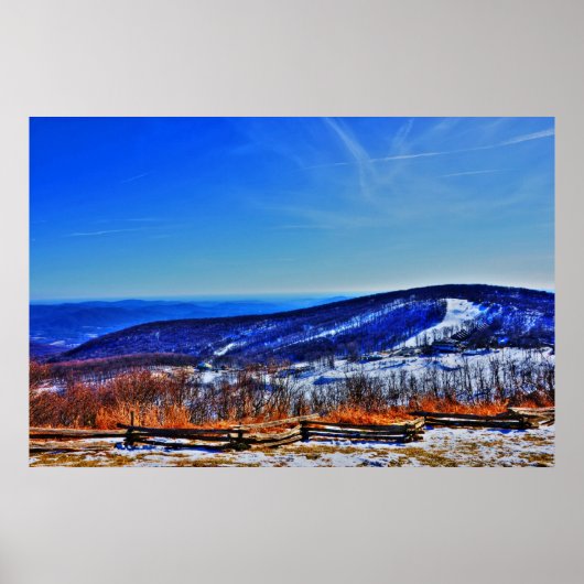 Wintergreen Virginia Mountain Ski Resort in Winter Poster (Voorkant)