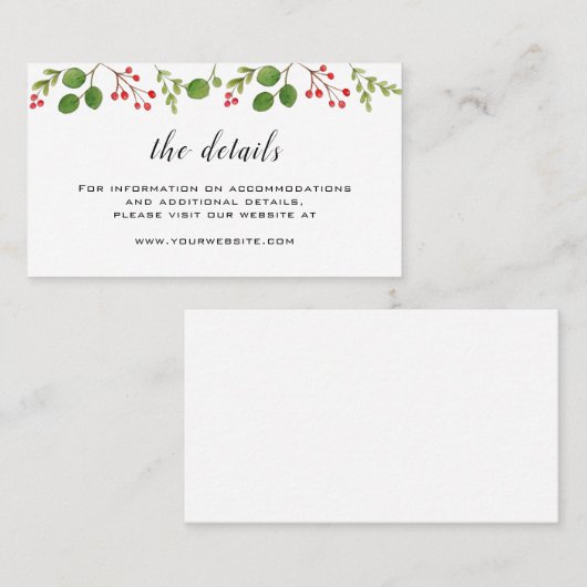 WinterGreenery Wedding Details Plaatskaartje (Voorkant / Achterkant)
