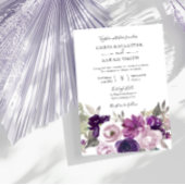 Wintergrijs: Paarse lavender Floral Wedding Kaart