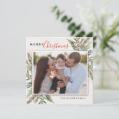 Wintergrijze kerstfotokaart feestdagenkaart (Staand voorkant)