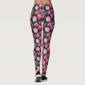  wintergrijze roze Floral Waterverf Patroon Leggings (Achterkant)