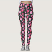  wintergrijze roze Floral Waterverf Patroon Leggings (Voorkant)