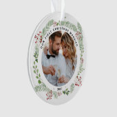 Wintergroen 1e kerstgehuwde versiering ornament (voorkant)