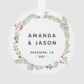 Wintergroen 1e kerstgehuwde versiering ornament (achterkant)