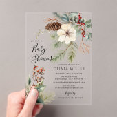 Wintergroen Acryl Baby shower Uitnodiging (Insitu (Draagbaar))