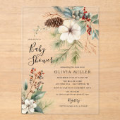 Wintergroen Acryl Baby shower Uitnodiging (Voorkant)