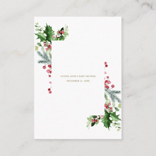 Wintergroen Advies Voor Moeder Baby Shower Informatiekaartje (Achterkant)