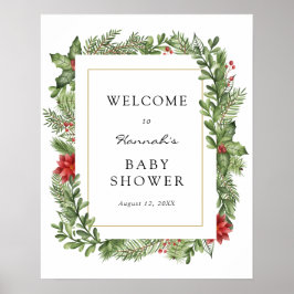 Wintergroen Baby Shower Welkomstbord Poster