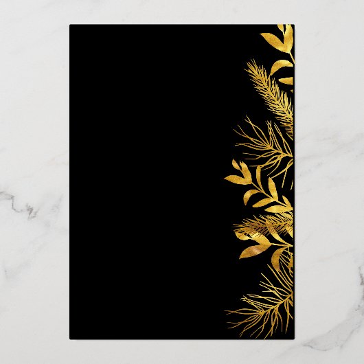 wintergroen bladgroen elegante fotovakantie folie  folie uitnodiging (Achterkant)