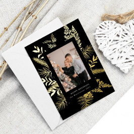 wintergroen bladgroen elegante fotovakantie folie  uitnodiging