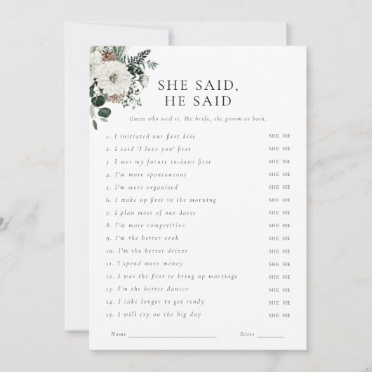 Wintergroen Bloemen Waar Waren Ze Game Kaart (Voorkant)