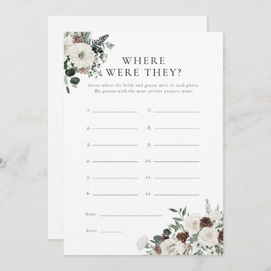 Wintergroen Bloemen Waar Waren Ze Game Kaart (Voorkant / Achterkant)