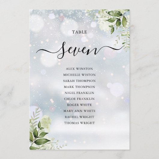 Wintergroen Bloemen Zitplattegrond Tafelnummer (Voorkant)