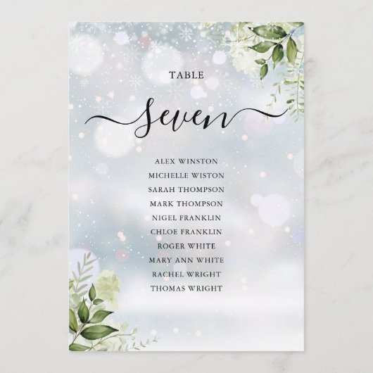Wintergroen Bloemstuk Stoelindeling Tafelnummer (Achterkant)