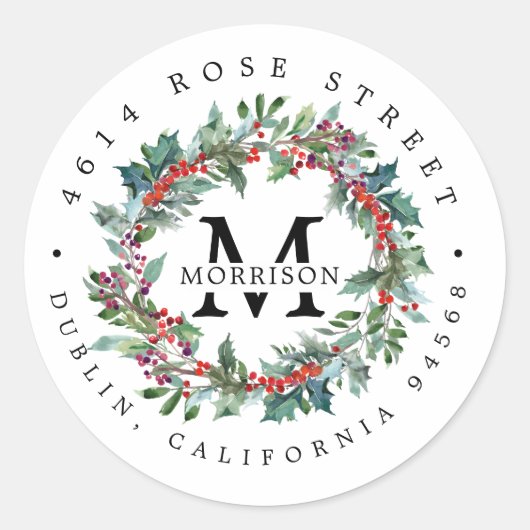 Wintergroen | Boho botanisch retouradres Ronde Sticker (Voorkant)