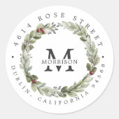 Wintergroen | Boho botanisch retouradres Ronde Sticker (Voorkant)