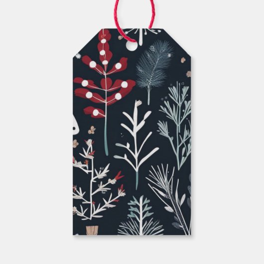 Wintergroen botanisch Vrolijk kerstfeest Cadeaulabel (Achterkant)