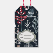Wintergroen botanisch Vrolijk kerstfeest Cadeaulabel (Voorkant)
