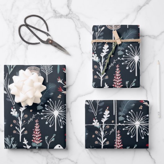 Wintergroen botanische feestdagen inpakpapier vel (Voorkant)