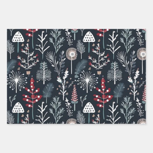 Wintergroen botanische vakantie inpakpapier vel (Voorkant 3)