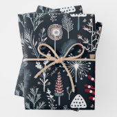 Wintergroen botanische vakantie inpakpapier vel (In situ)