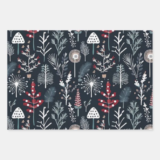 Wintergroen botanische vakantie inpakpapier vel (Voorkant)