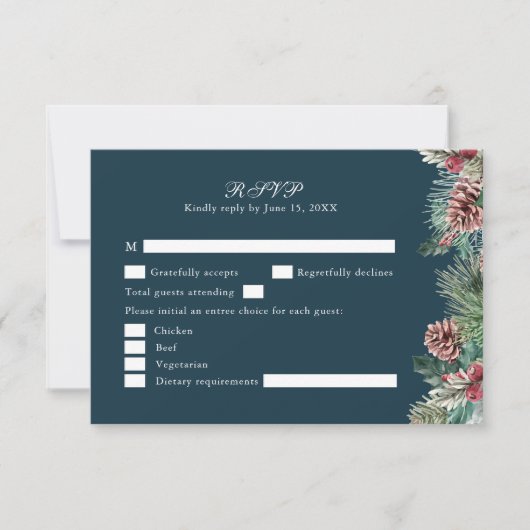 Wintergroen Bruiloft RSVP Kaart (Voorkant)