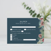 Wintergroen Bruiloft RSVP Kaart (Staand voorkant)