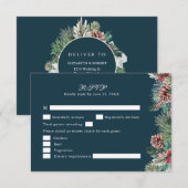 Wintergroen Bruiloft RSVP Kaart (Voorkant / Achterkant)