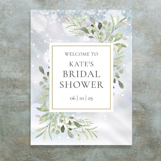 Wintergroen Bruiloftsontvangstbord Poster