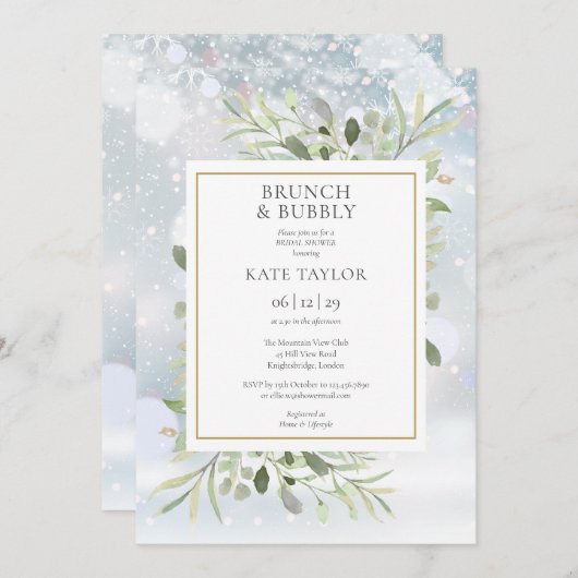 Wintergroen brunch en bubble Vrijgezellenfeest Kaart (Voorkant / Achterkant)