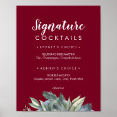 Wintergroen Burgundy Signature Cocktails Bord Poster (Voorkant)
