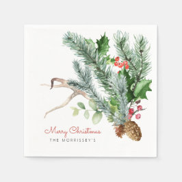 Wintergroen Dennenzakje Geweire Takken Kerstvakant Servet