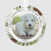Wintergroen Eerste Kerstmis Foto Ornament (voorkant)