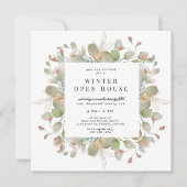 Wintergroen Elegant Vierkant Open Huis Kaart (Voorkant)