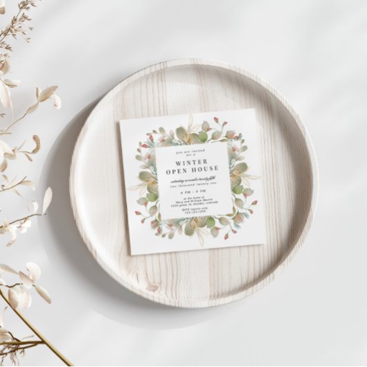 Wintergroen Elegant Vierkant Open Huis Kaart