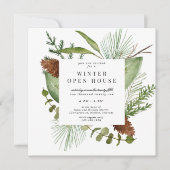 Wintergroen Elegant Vierkant Open Huis Kaart (Voorkant)