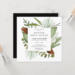Wintergroen Elegant Vierkant Open Huis Kaart