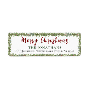 Wintergroen Elegante Kerst Retouradres Etiket