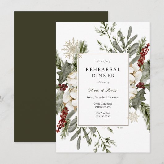 Wintergroen en Bloemen repetitie diner Kaart (Voorkant / Achterkant)