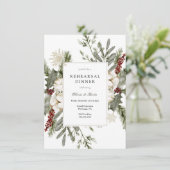 Wintergroen en Bloemen repetitie diner Kaart (Staand voorkant)