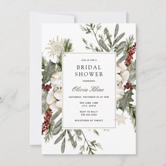 Wintergroen en bloemen Vrijgezellenfeest Kaart (Voorkant)