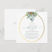 Wintergroen en gouden Baby shower Kaart (Voorkant / Achterkant)